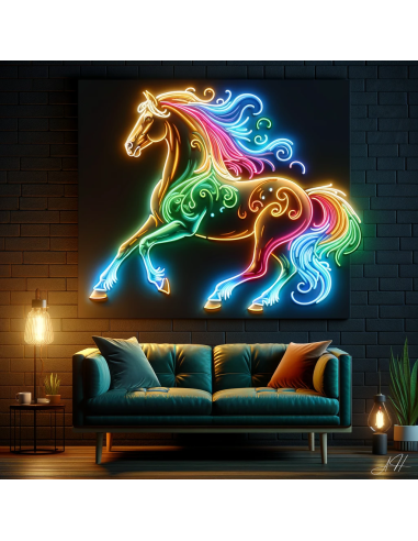 'Neon Horse Spirit' - letreiro de néon LED rembourrage situé sous